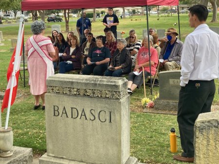 A familiar name in Lemoore was Badasci and here a small crowd takes in a little of the history of the well-known family that migrated from Europe.